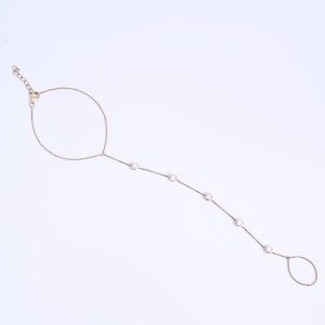 White gold plated signature hand chain